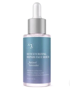 No.3 Retexturizing Repair Face Serum by N3 Beauty Retinol + Lavender 2 Fl. Oz.